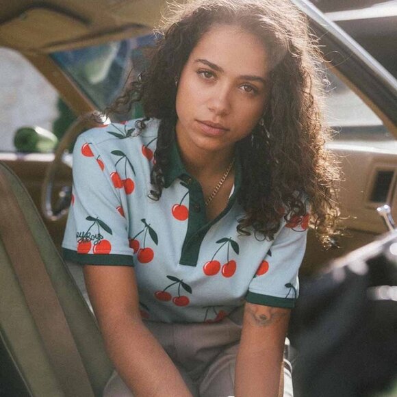 Bogey Boys x Macklemore Unisex Green Cherry Print Golf Polo - Size S Small - Picture 1 of 5